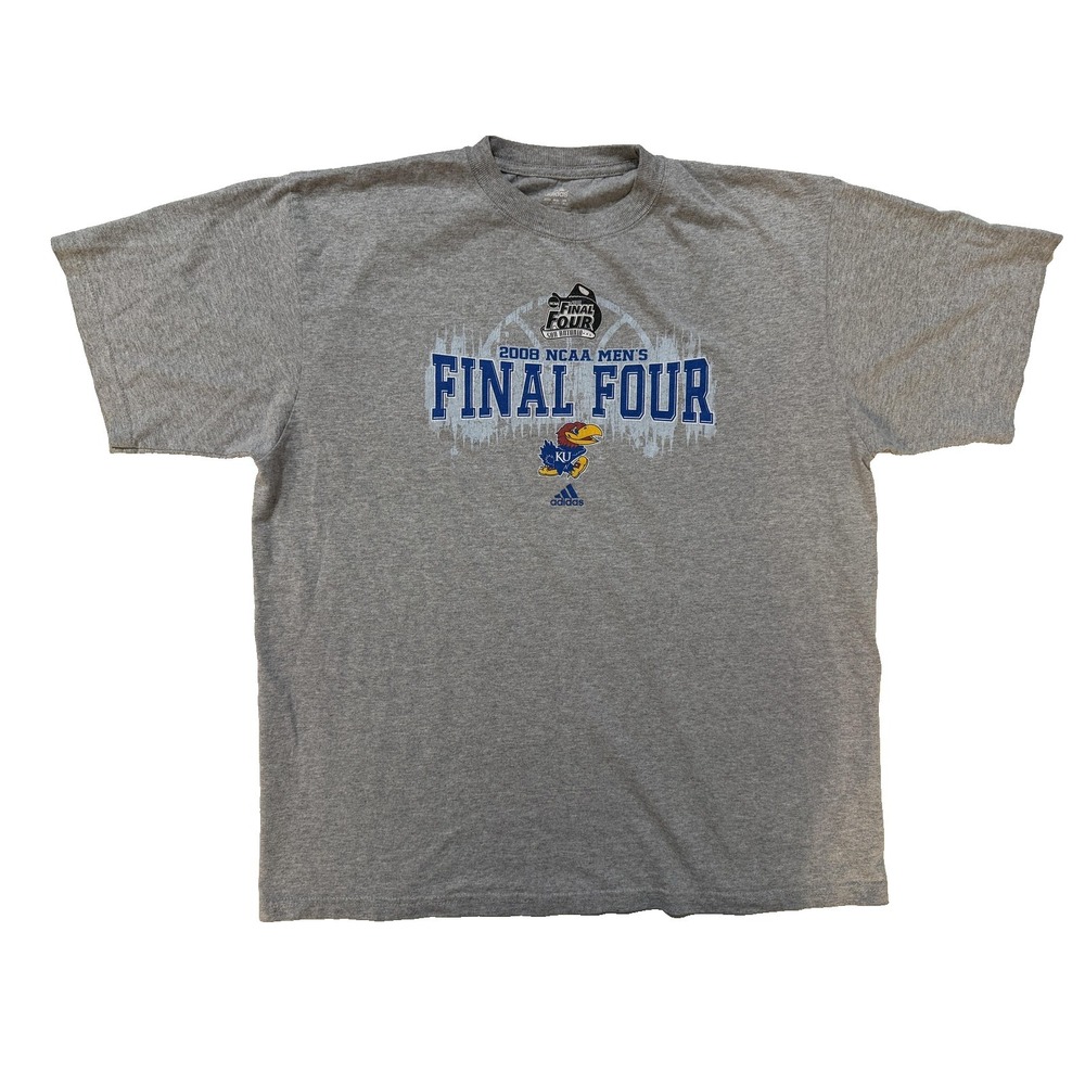 Kansas Jayhawks Final Four TShirt Mens Large Gray NCAA‎ Basketball Adidas 2008